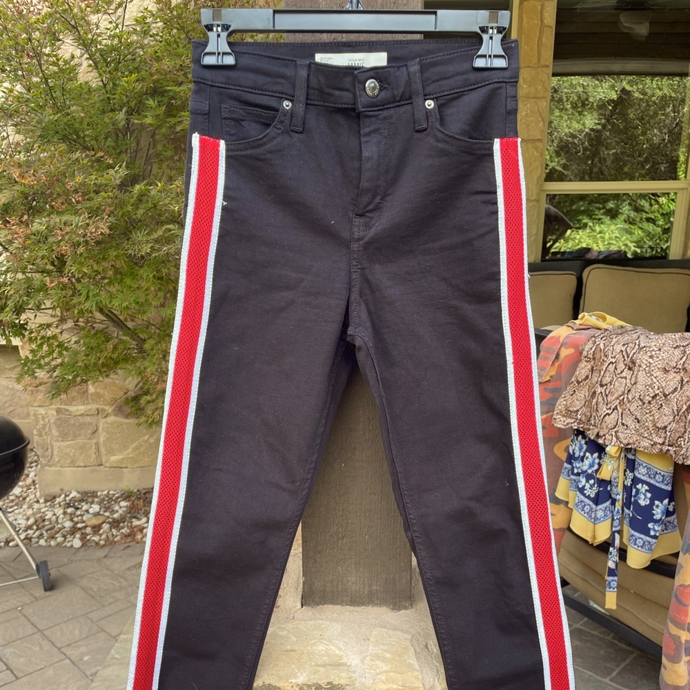 Topshop Jamie Jeans W/ Red Side Detail